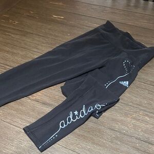 Adidas Kids Black Leggings with Blue Accents